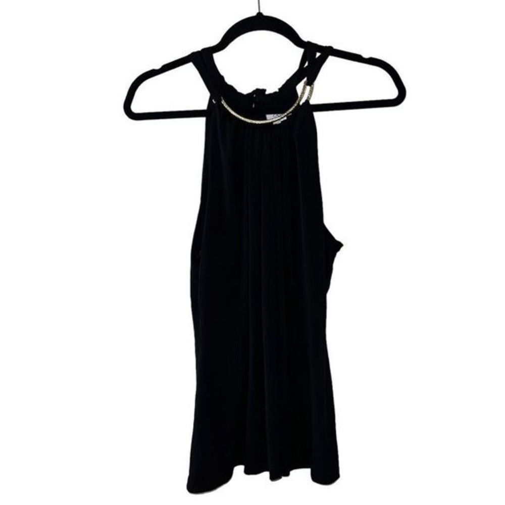 Cache Y2k black gold choker neckline‎ halter top